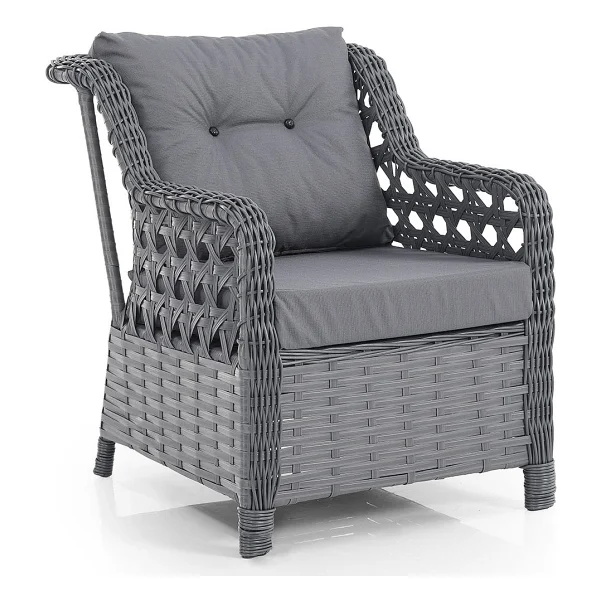Evdemo Eren Rattan 2+1+1+Camlı Masa Antrasit Bahçe Balkon Takımı - Görsel 3