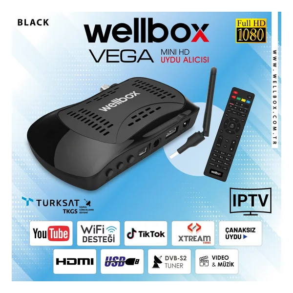 Wellbox Wi-Fi Youtube I P T V Özellikli Çanaklı Çanaksızfull HD Uydu Alıcısı - Görsel 2