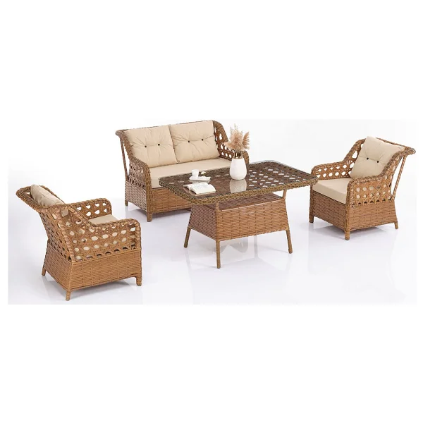 Evdemo Eren Rattan 2+1+1+Camlı Masa Gri Bahçe Balkon Takımı - Görsel 8