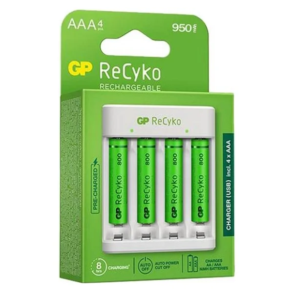 Gp E411 USB Pil Şarj Aleti + 950 mAh 4'lü Şarjlı Aaa İnce Kalem Pil - Görsel 5