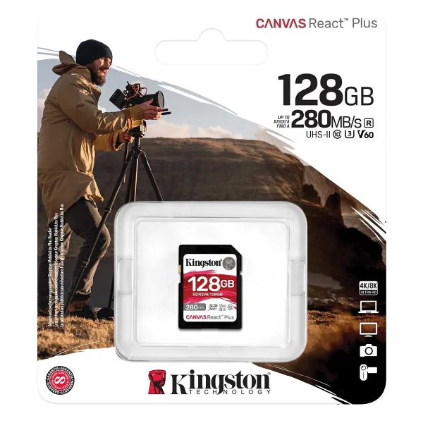 Kingston Canvas React Plus Sdr2v6/128gb Class 10 Uhs-Iı U3 V60 128 GB Hafıza Kartı - Görsel 3