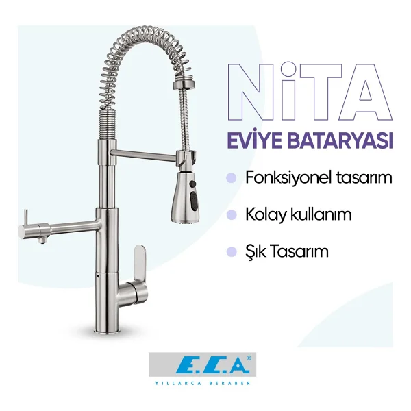 E.C.A. Nita 102118350 Üç Akışlı Mutfak Bataryası - Görsel 2