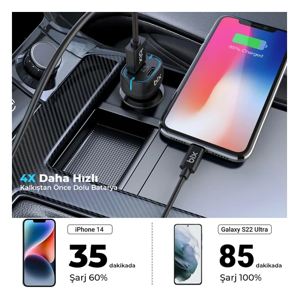 Bix Bx-Ccp36bk Siyah 36 W Hızlı Araç Şarj Aleti - Görsel 3