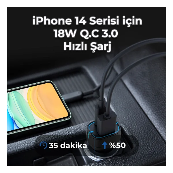 Bix Bx-Ccp36bk Siyah 36 W Hızlı Araç Şarj Aleti - Görsel 4