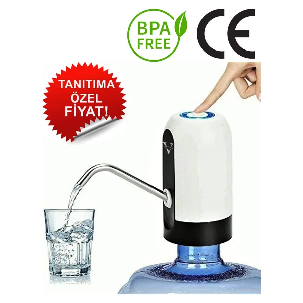 Vayomy Otomatik Şarjlı Damacana Su Pompası 1200 mAh Bataryalı Beyaz (Bpa Içermez ,Ce Belgelidir) - Görsel 8