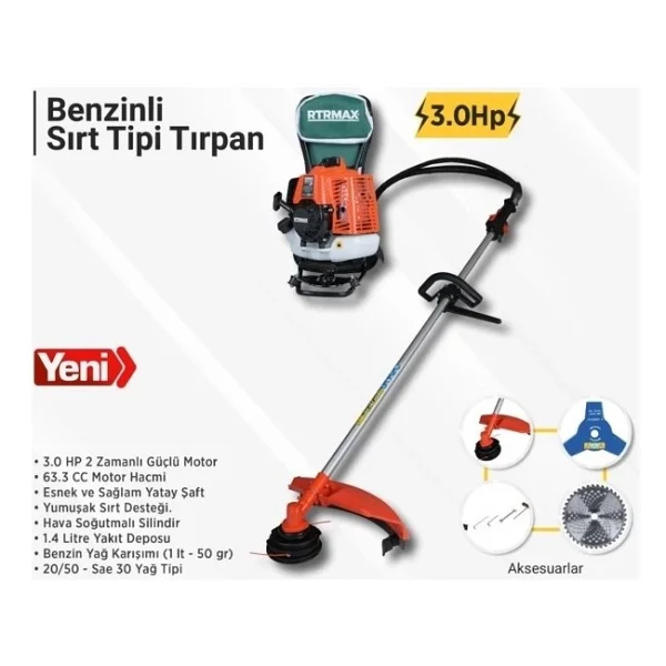Rtrmax Rtm9640 3 Hp Benzinli Sırt Tırpan - Görsel 2