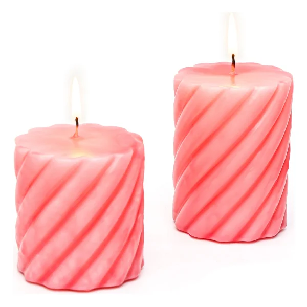 Missi Pembe 2Lİ Spiral Blok Mum Seti - Görsel 2