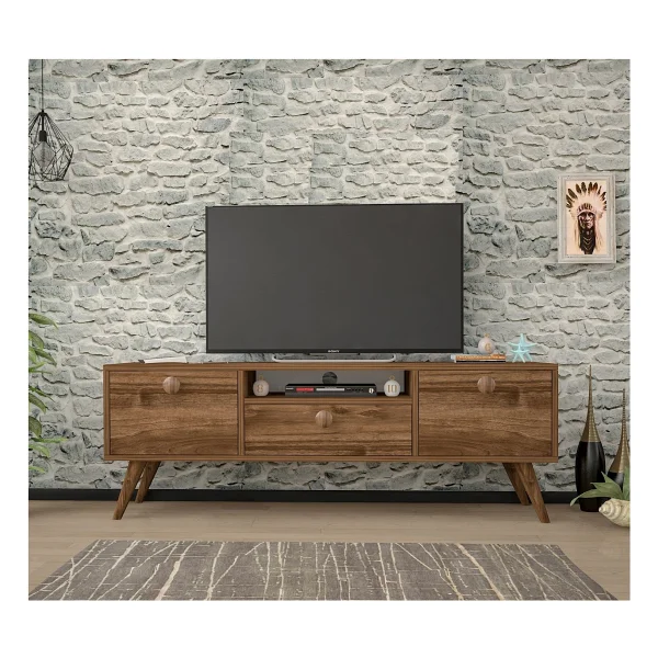 Penta Ahşap Ayaklı Ceviz 160 Cm TV Sehpası - Görsel 5