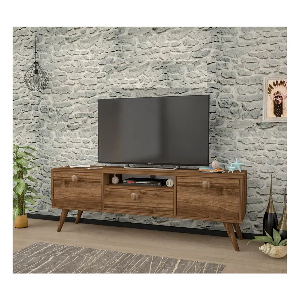 Penta Ahşap Ayaklı Ceviz 160 Cm TV Sehpası - Görsel 2