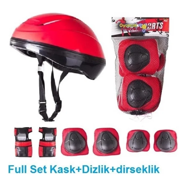 Shem Bisiklet Kaykay Paten Çocuk Kaskı Ve 6 Parça Dizlik Dirseklik Koruma Seti - Pembe - Görsel 3