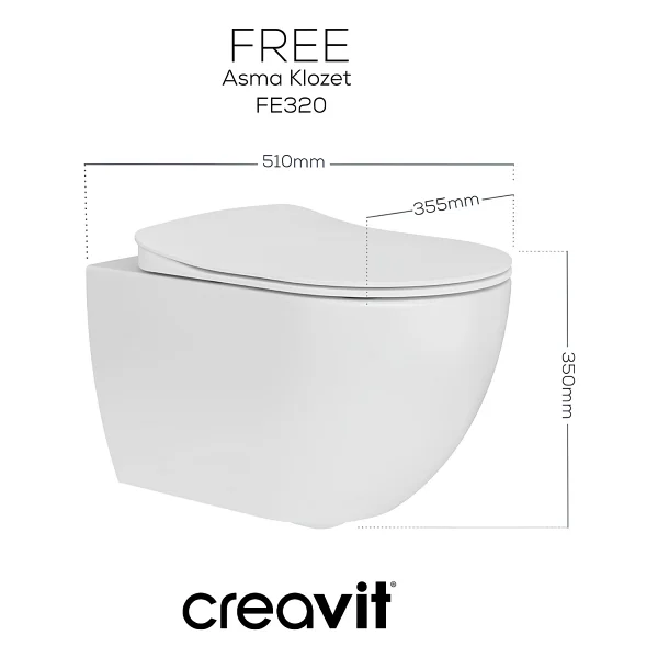 Creavit Free FE320 Beyaz Asma Klozet - Görsel 10