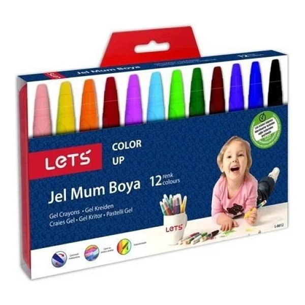 Let's Jel Mum Boya Seti 12 Renk 12 Parça Çocuklar İçin Ergonomik Rahat Tutuşlu Tasarım - Görsel 3