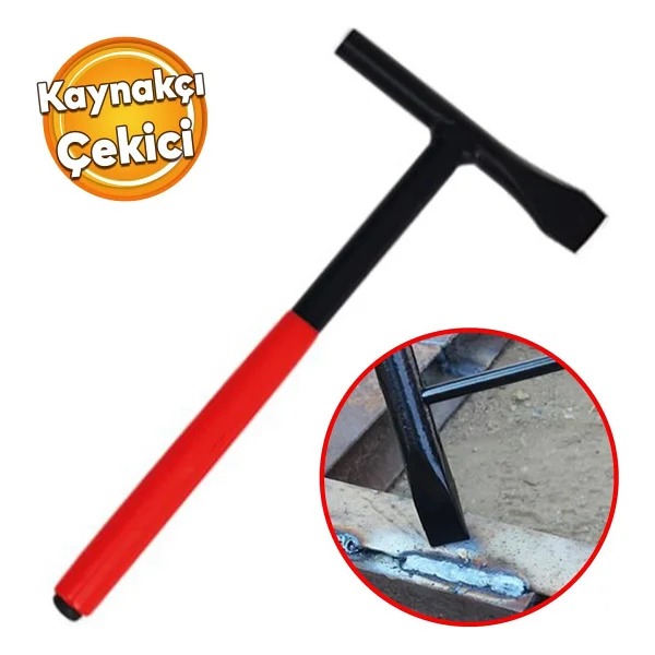 Badem10 Metal Kaynak Cüruf Çekiç Çapak Alma Temizleme Kaynakçı Çekici Düz Kaski Uçlu Paslanmaz Demir - Görsel 6