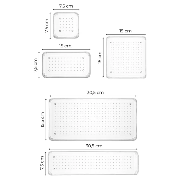 Vienev 8li Şeffaf Çekmece İçi Düzenleyici Organizer 2x( B.K. Dkdrtgn K.Kare) 1x(D.dkdrtgn B.Kare) - Görsel 3
