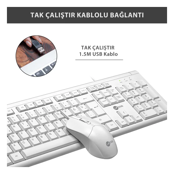 Lenovo Lecoo Cm101 Kablolu Klavye Mouse Seti - Görsel 6