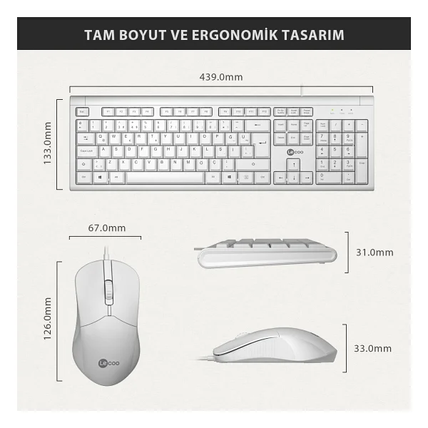 Lenovo Lecoo Cm101 Kablolu Klavye Mouse Seti - Görsel 7