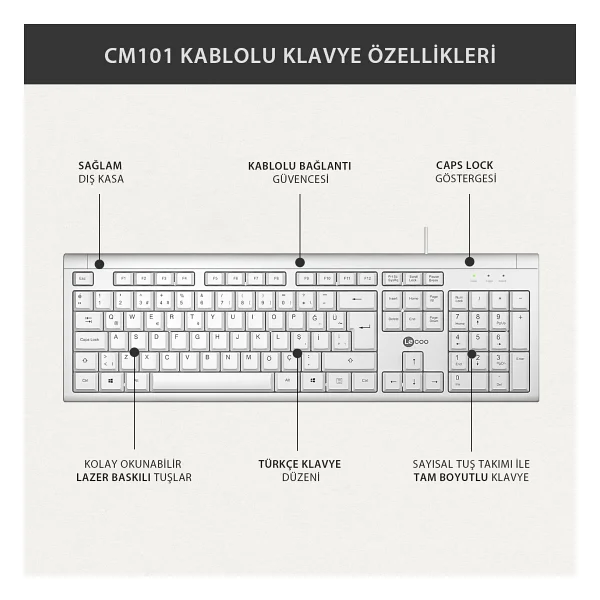 Lenovo Lecoo Cm101 Kablolu Klavye Mouse Seti - Görsel 8