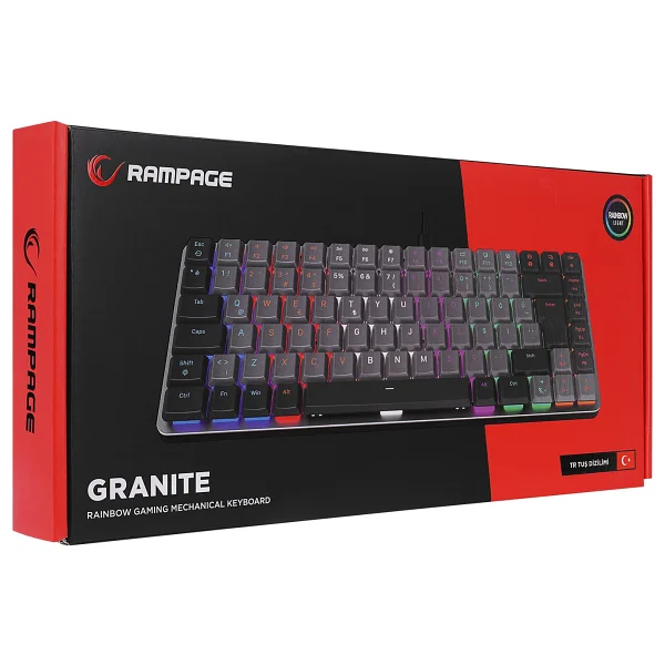 Rampage W-Granite RGB TKL Red Switch Kablolu/Kablosuz Mekanik Oyuncu Klavyesi - Görsel 7