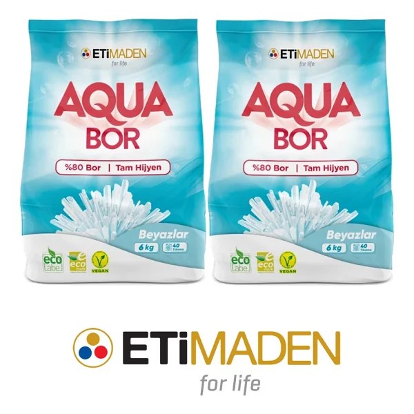 Boron Aquabor Toz Çamaşır Deterjanı, % 80 Bor, Beyazlar, 6 Kg X 2 Adet - 12 Kg - Görsel 2