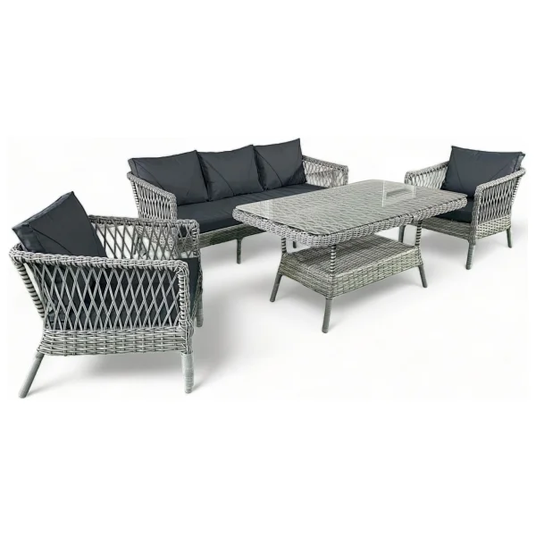 Monalin Home Garden I Loft 5 Kişilik Oturma Takımı (Kahverengi) I Rattan El Örgüsü Bahçe Mobilyası - Kahverengi - Krem - Görsel 6