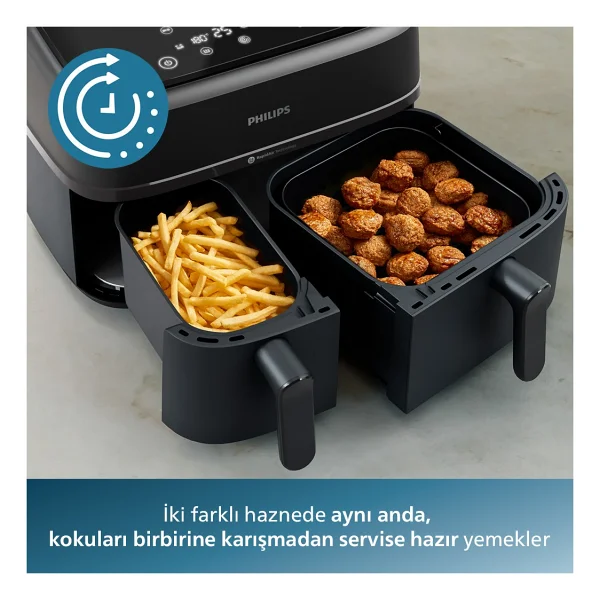 Philips Airfryer 3000 Serisi Na350/00 Çift Hazneli 9 Lt Yağsız Fritöz - Görsel 8