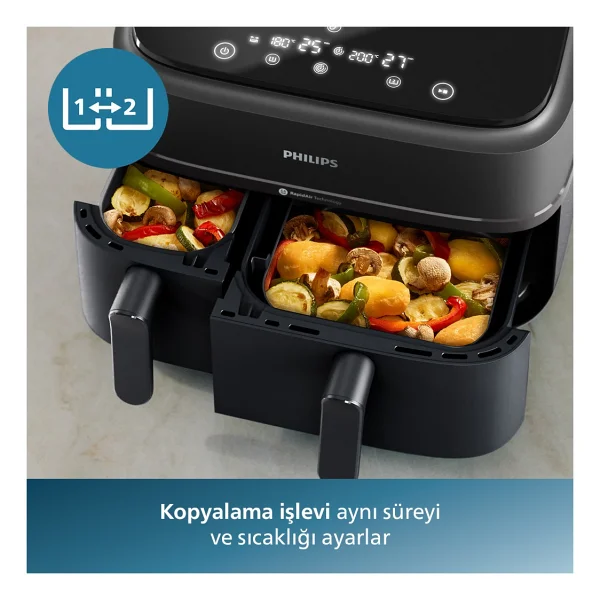 Philips Airfryer 3000 Serisi Na350/00 Çift Hazneli 9 Lt Yağsız Fritöz - Görsel 10