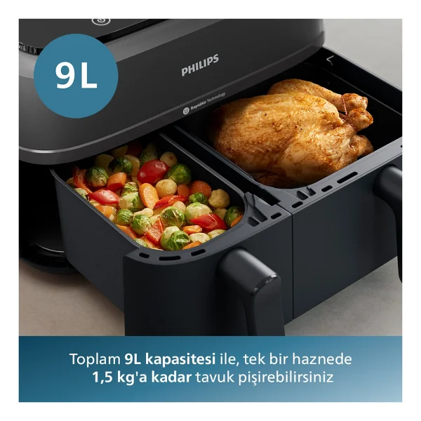 Philips Airfryer 3000 Serisi Na350/00 Çift Hazneli 9 Lt Yağsız Fritöz - Görsel 9