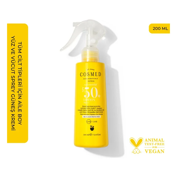 Cosmed Sun Essential 200 Ml 50 Faktör Sprey Güneş Losyonu - Görsel 6