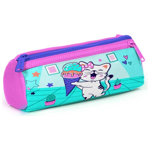 Coral High 22051 Dondurmalı Kedi Desenli 3 Bölmeli Kalemlik - Görsel 7