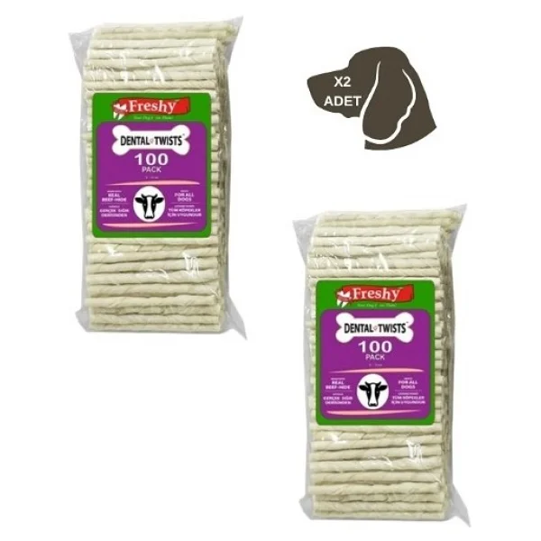 Freshy Dental Twists Beyaz Burgu Çubuk 100'lü Mega 2 Paket 1200 Gr - Görsel 2