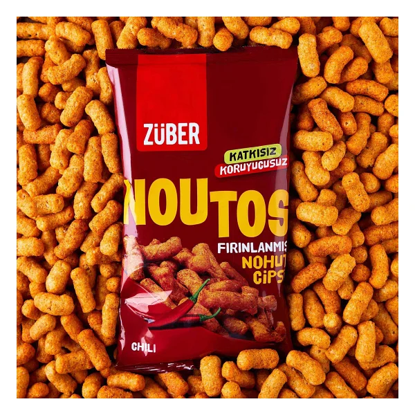 Züber Noutos Fırınlanmış Nohut Cipsi Chili 55g X 12 Paket - Görsel 3