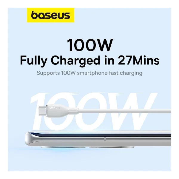 Baseus Pudding 1.2 M Beyaz USB To Type-C Hızlı Şarj Kablosu - Görsel 5