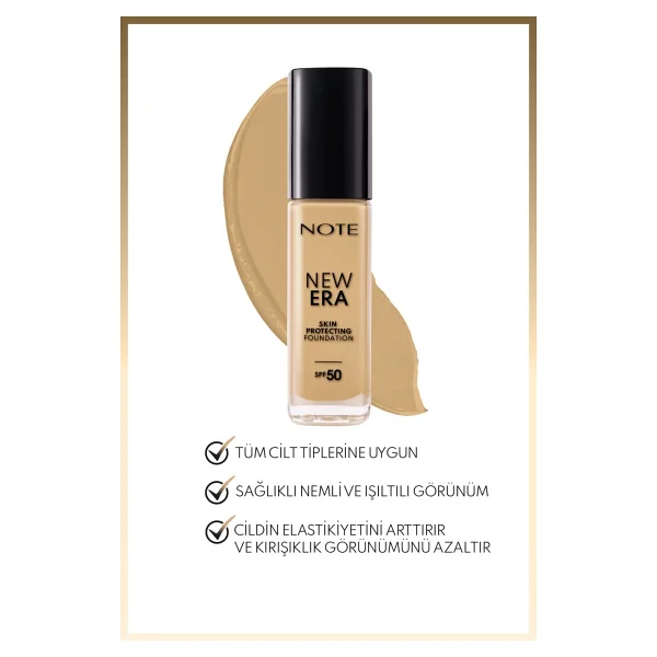 Note New Era Skin Protecting Hyaluronik Asitli Spf 50 150 Medium Beige 30 Ml Likit Fondöten - Görsel 2