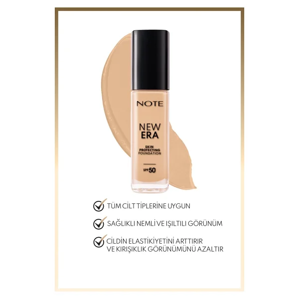 Note New Era Skin Protecting Hyaluronik Asitli Spf 50 120 Natural Beige 30 Ml Likit Fondöten - Görsel 10