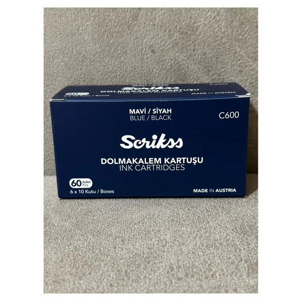 Scrikss Kartuş Dolma Kalem Kartuşu 6'lı Blister 10'lu Paket Siyah - Görsel 4