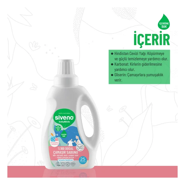 Siveno %100 Doğal Bebek Çamaşır Sabunu 750 Ml & Biberon Emzik Temizleyici Elde Bulaşık Sabunu 500 Ml Set - Görsel 5