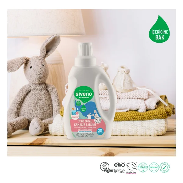 Siveno %100 Doğal Bebek Çamaşır Sabunu 750 Ml & Biberon Emzik Temizleyici Elde Bulaşık Sabunu 500 Ml Set - Görsel 7