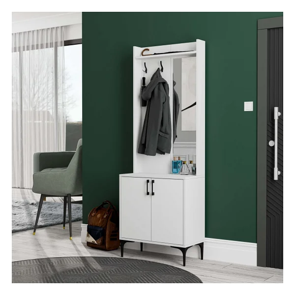 Mezza Royal 5010 Beyaz Askılıklı 2 Kapaklı Sağ Aynalı Portmanto - Görsel 6