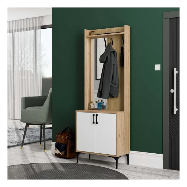 Mezza Royal 5022 Sepet-Beyaz Askılıklı 2 Kapaklı Sol Aynalı Portmanto - Görsel 6