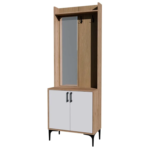 Mezza Royal 5022 Sepet-Beyaz Askılıklı 2 Kapaklı Sol Aynalı Portmanto - Görsel 4