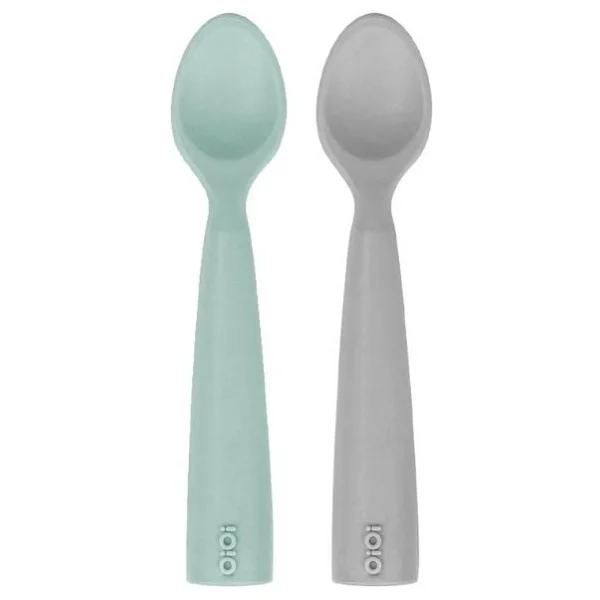 Oioi Nam Nam 6+ Ay İçin Su Yeşili Ve Powder Grey Kaşık 2li Gıda Sınıfı Silikon Özellikli - Görsel 7