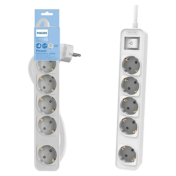 Philips Chp2154/62 5'li 1.5 M Anahtarlı Grup Priz - Görsel 2