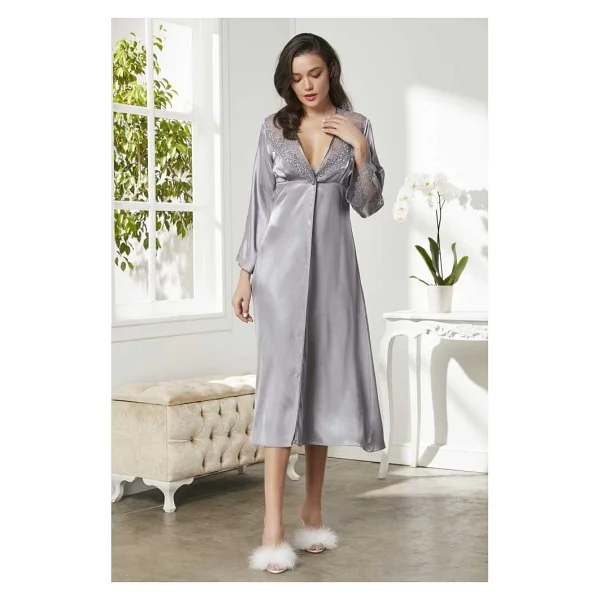 Pierre Cardin 6'lı Kaplı Gecelik Sabahlık Set 6425 Royal Renk - Görsel 6