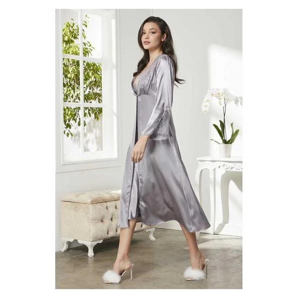 Pierre Cardin 6'lı Kaplı Gecelik Sabahlık Set 6425 Royal Renk - Görsel 7
