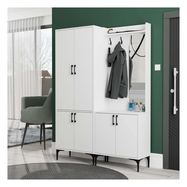 Mezza Royal 5030-5010 Beyaz Askılıklı 6 Kapaklı Sağ Aynalı Portmanto - Görsel 6