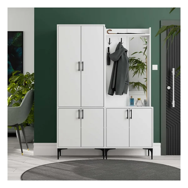 Mezza Royal 5030-5010 Beyaz Askılıklı 6 Kapaklı Sağ Aynalı Portmanto - Görsel 2