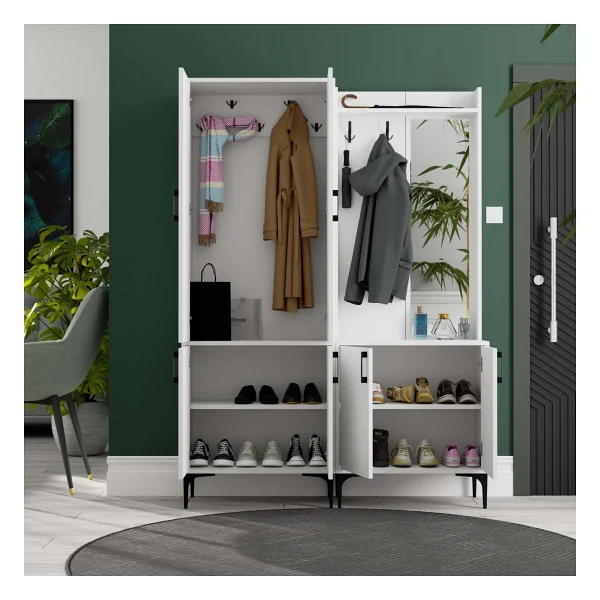 Mezza Royal 5030-5010 Beyaz Askılıklı 6 Kapaklı Sağ Aynalı Portmanto - Görsel 3