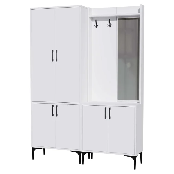 Mezza Royal 5030-5010 Beyaz Askılıklı 6 Kapaklı Sağ Aynalı Portmanto - Görsel 4