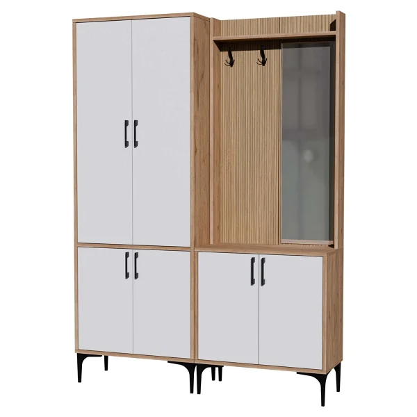 Mezza Royal 5032-5012 Sepet-Beyaz Askılıklı 6 Kapaklı Sağ Aynalı Portmanto - Görsel 4
