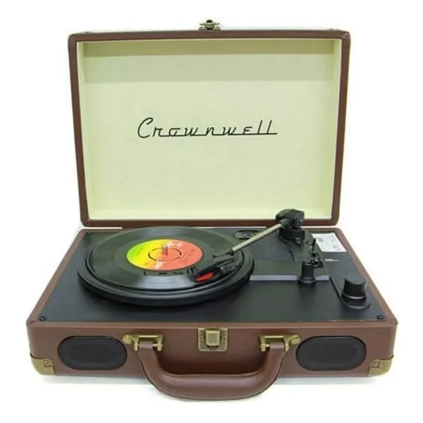 Crown Well Nostaljik Kahverengi Pikap Bluetooth Kulaklı Hoparlör 33-45-78 Lik Taş Ve Plastik Plak Çalar - Görsel 6
